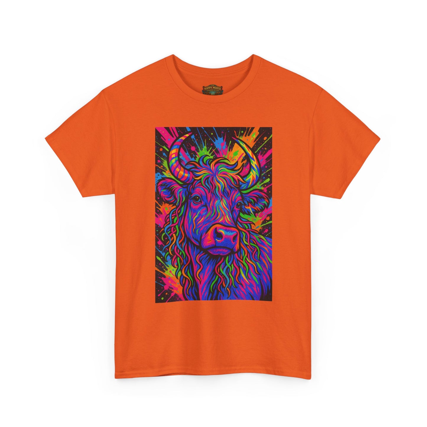 Psycadelic Highland Cow T-Shirt | Retro Rainbow Cow Art 1