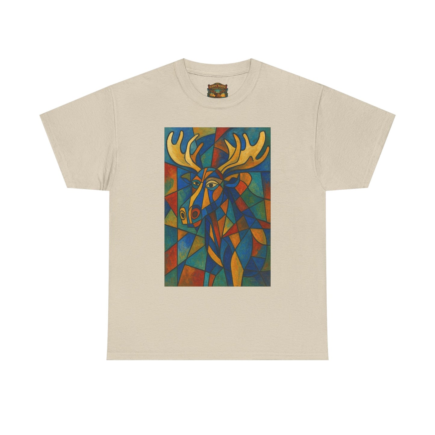 Picasso Moose T‑Shirt — Colorful Geometric Woodland Art Tee