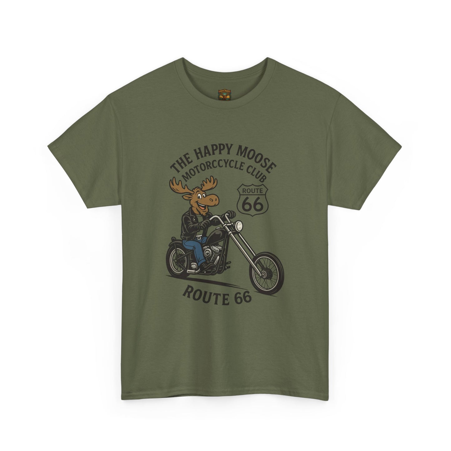 Happy Moose Motorcycle Club Route 66 T-Shirt | Moose Biker Tee