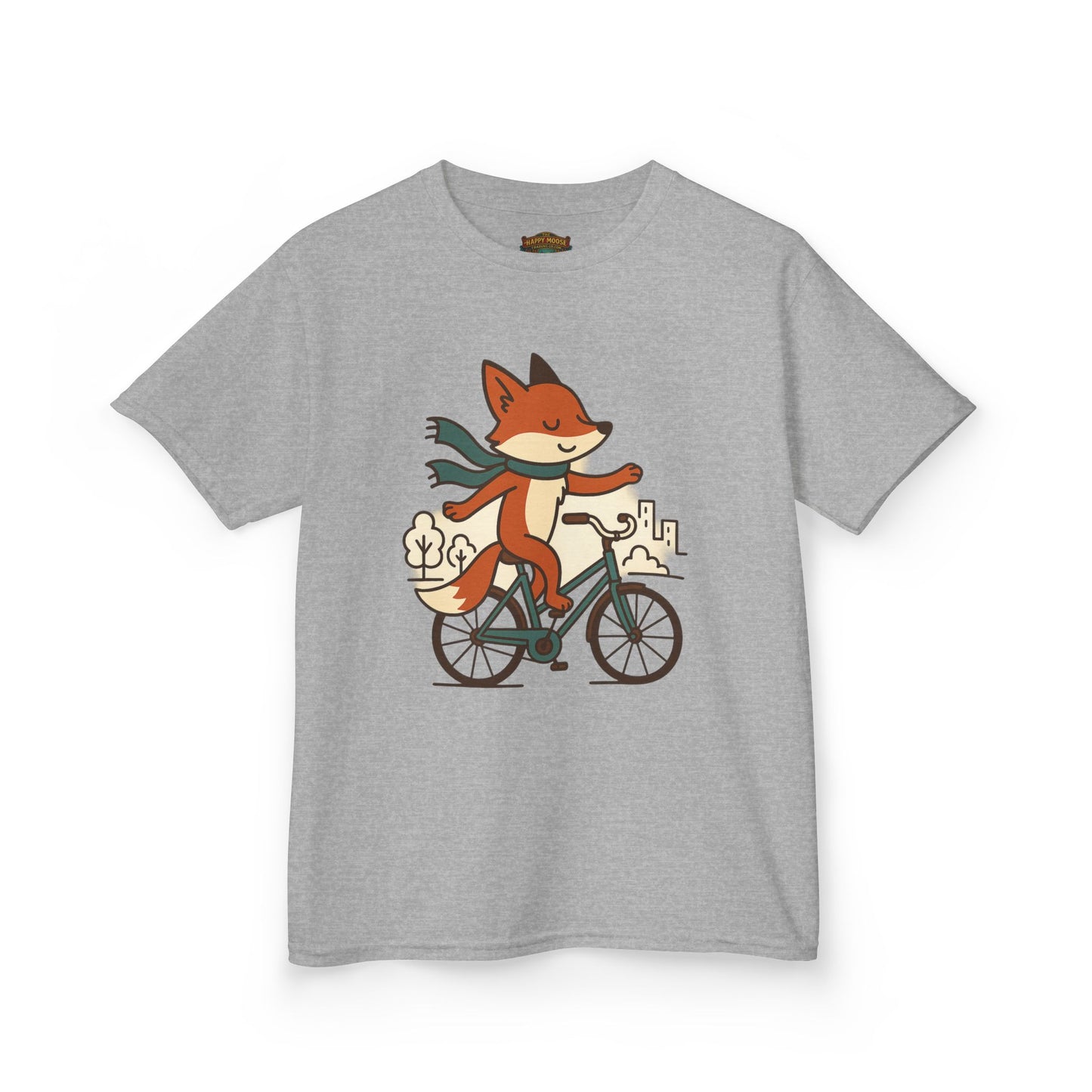 Kids Fox Bike T‑Shirt — Cute Riding Fox Illustration Tee