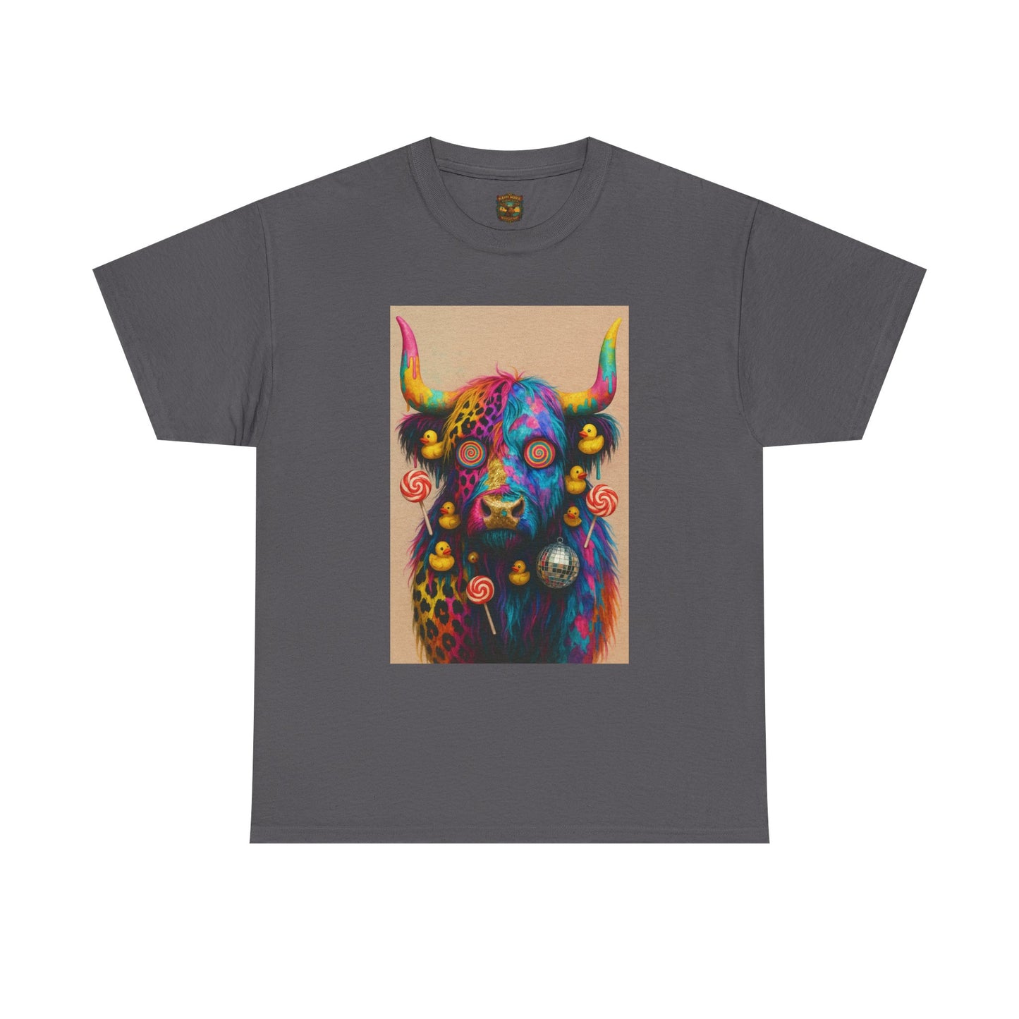 Psychedelic Highland Cow T-Shirt | Retro Rainbow Cow Art 6