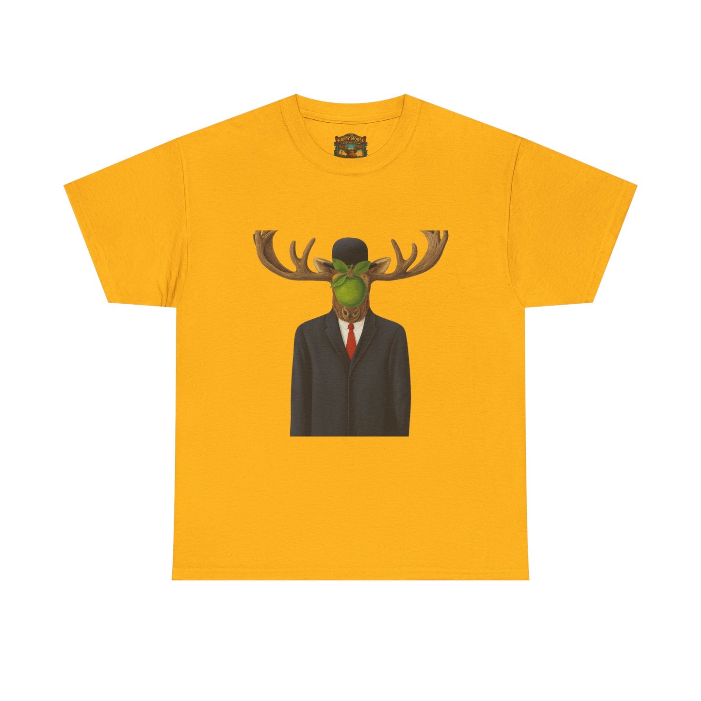 Surreal Moose Head Suit T‑Shirt — 'Man with Antlers' Artistic Graphic Tee