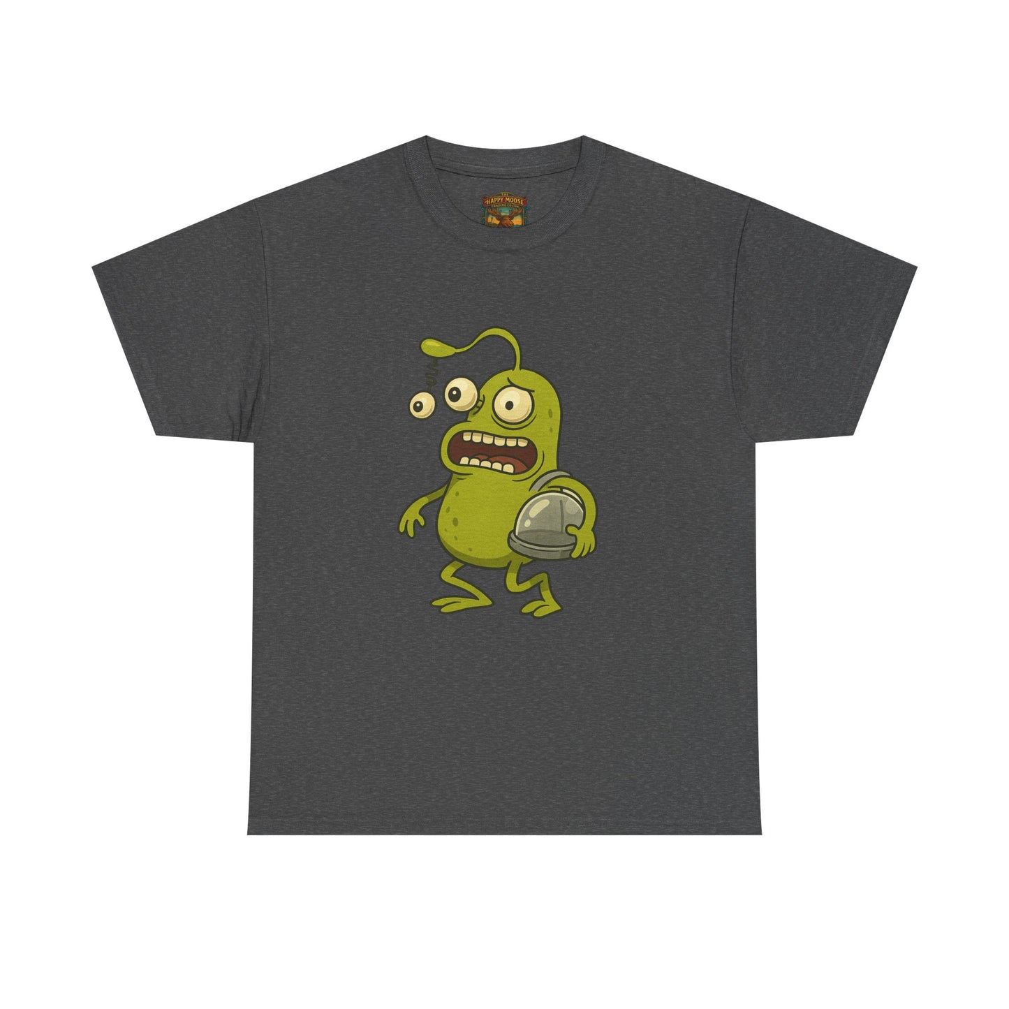 Green Alien Cartoon Tee | Funny Space Monster Illustration B