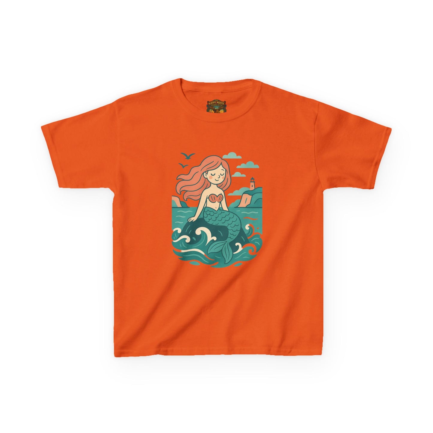 Kids Mermaid Graphic Tee — Cute Redhead Mermaid Ocean Illustration