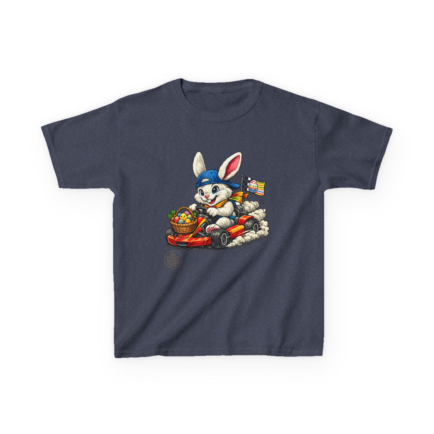 Kids Bunny Go-Kart Tee – Easter Bunny Racing with Candy Basket