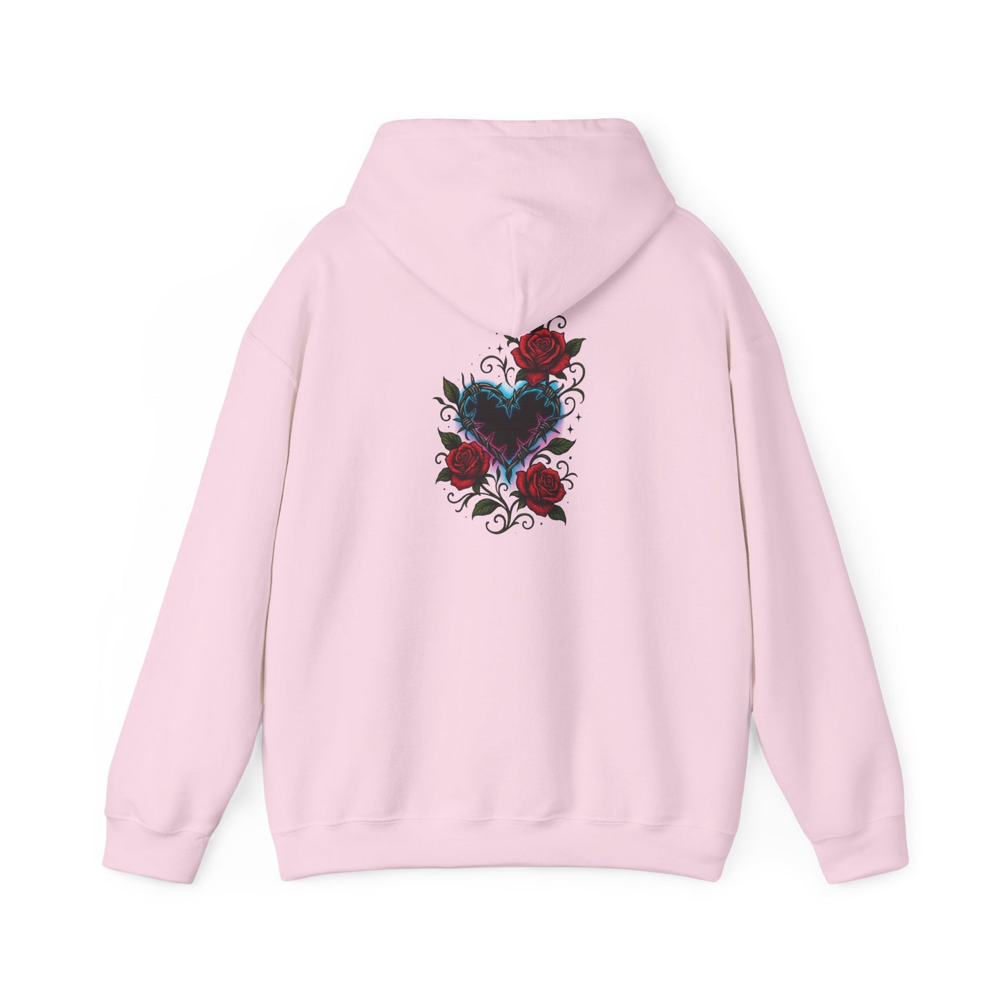 Rose Heart Tattoo Hoodie — Gothic Floral Heart Back Print