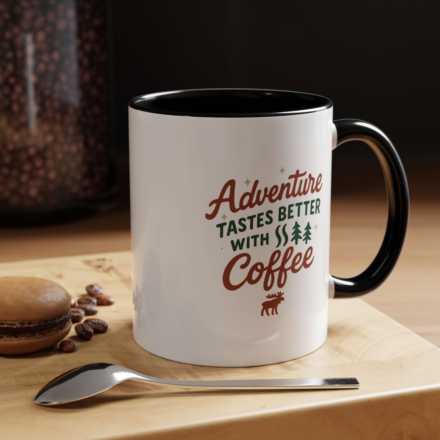 Adventure Tastes Better With Coffee Mug — "Adventure Tastes Better with Coffee" Rustic Outdoor Camper Gift (11/15oz)
