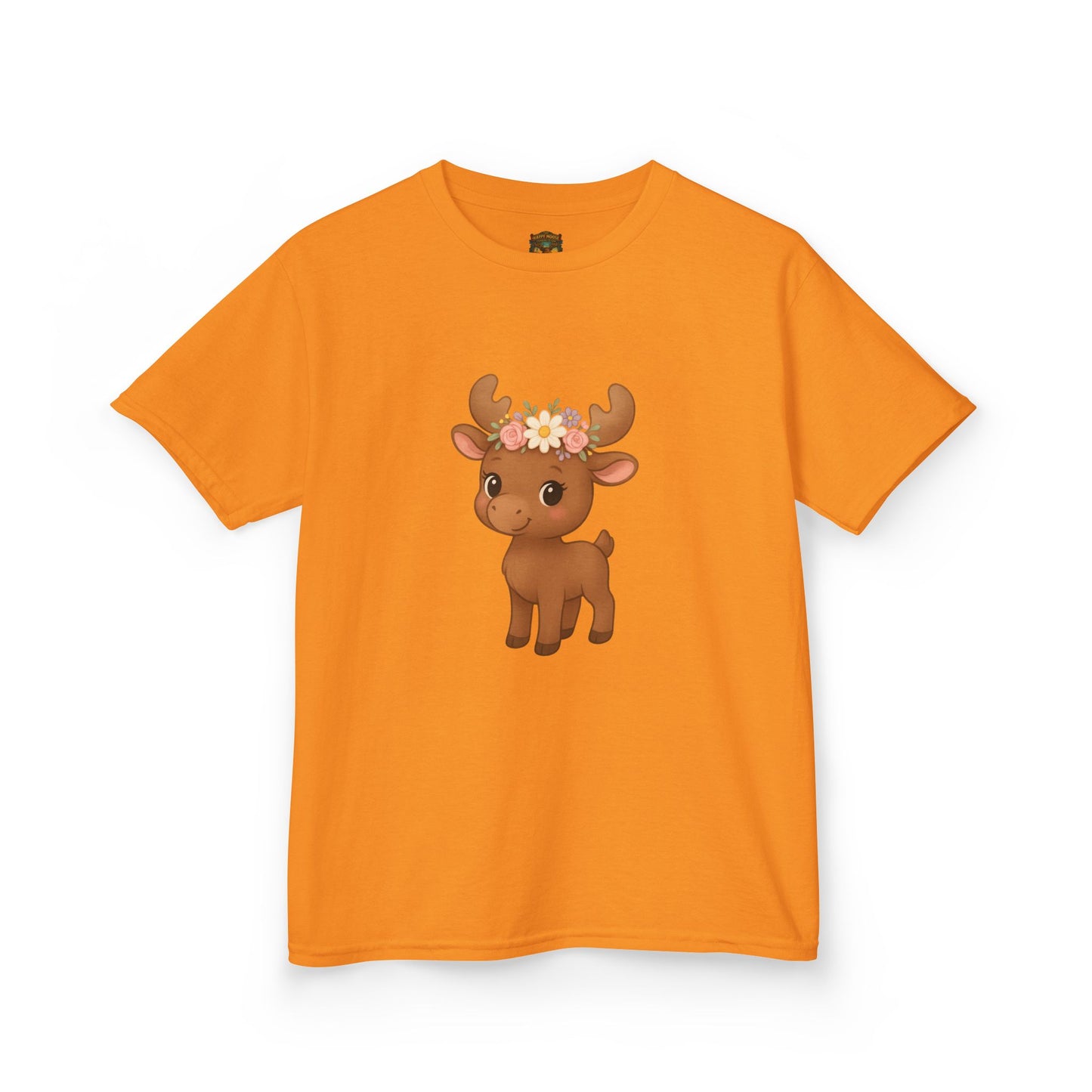 Kids Tee — Cute Floral Crown Baby Moose Graphic