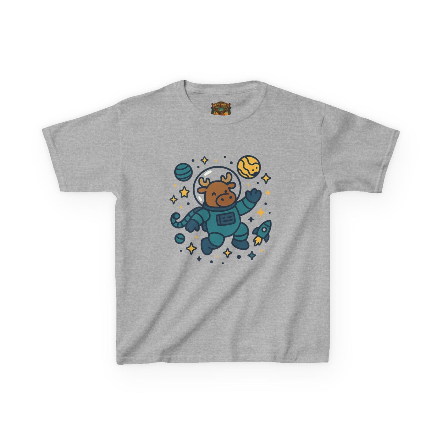 Kids Tee — Cute Astronaut Moose Space Shirt for Children