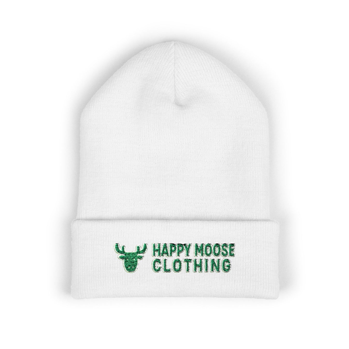 Happy Moose Embroidered Cuffed Beanie