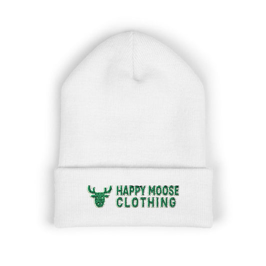 Happy Moose Embroidered Cuffed Beanie