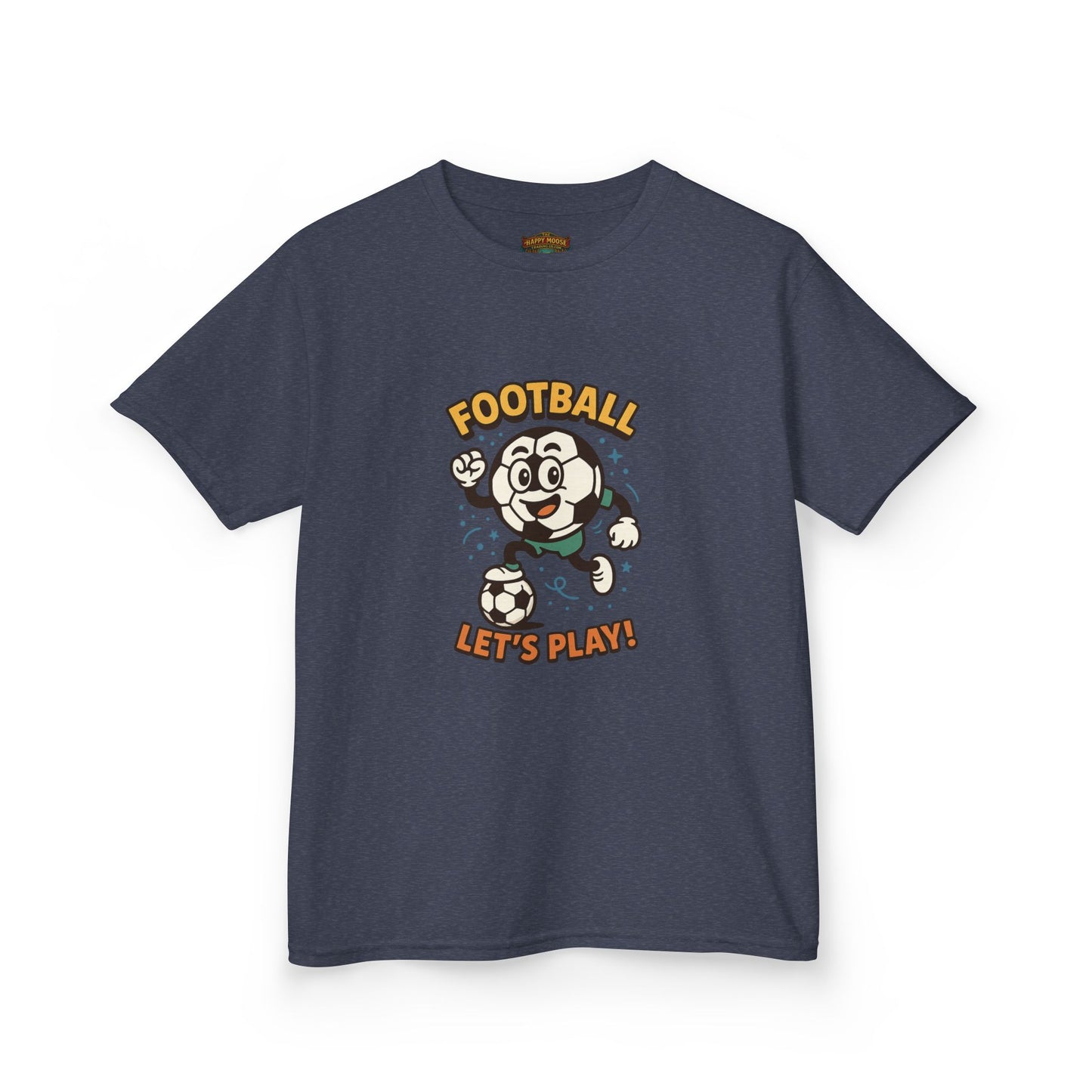 Kids Football Tee — "Football Let's Play" Retro Cartoon Soccer Shirt