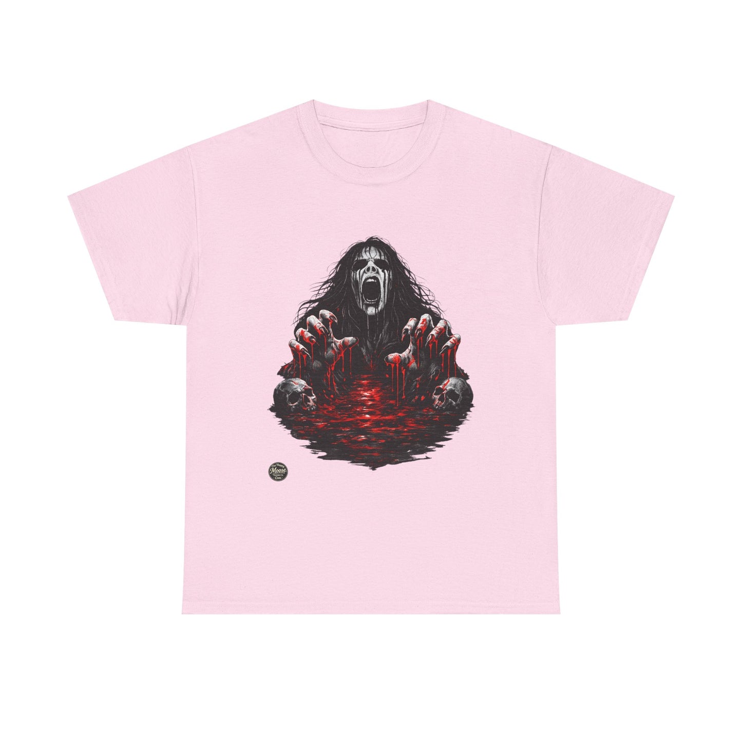T-Shirt — Horror Scream Design with Red Blood Pool (Gothic Horror Tee)  EZ002
