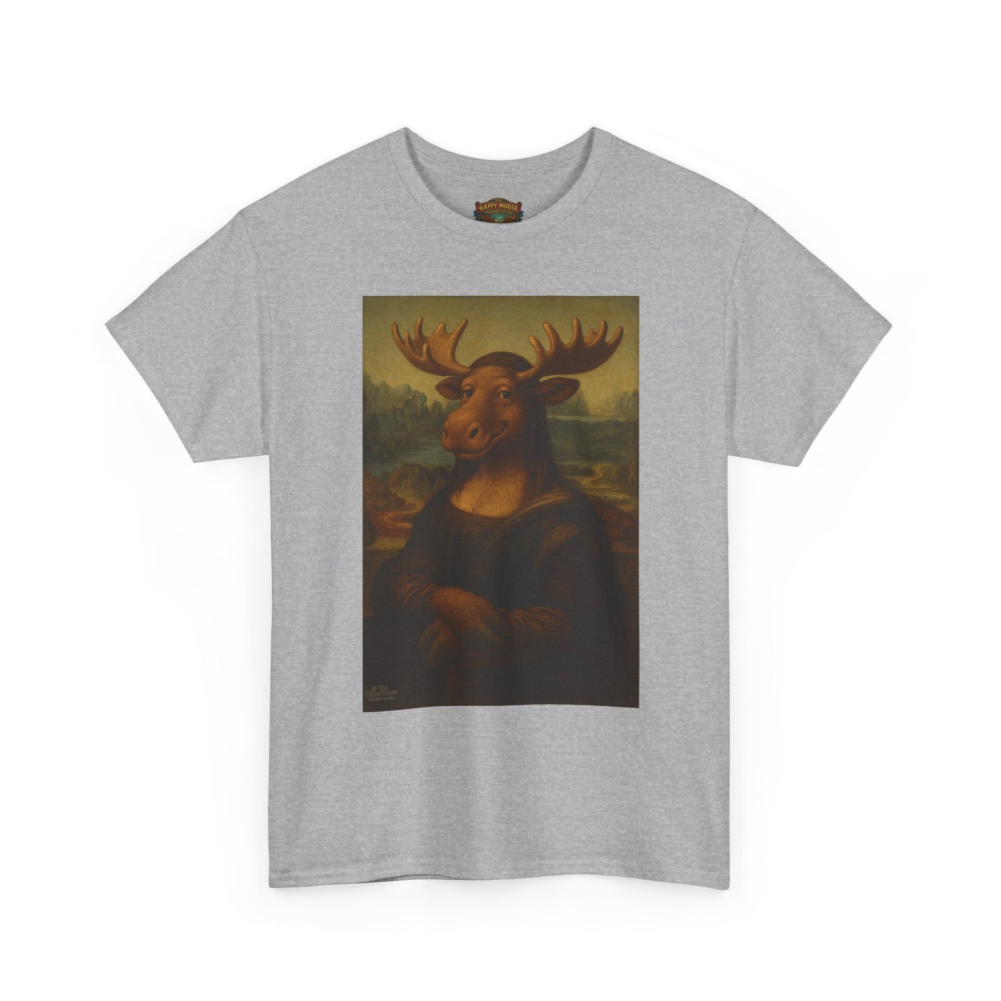 Mona Moose Tee — Funny Renaissance Moose Portrait T‑Shirt