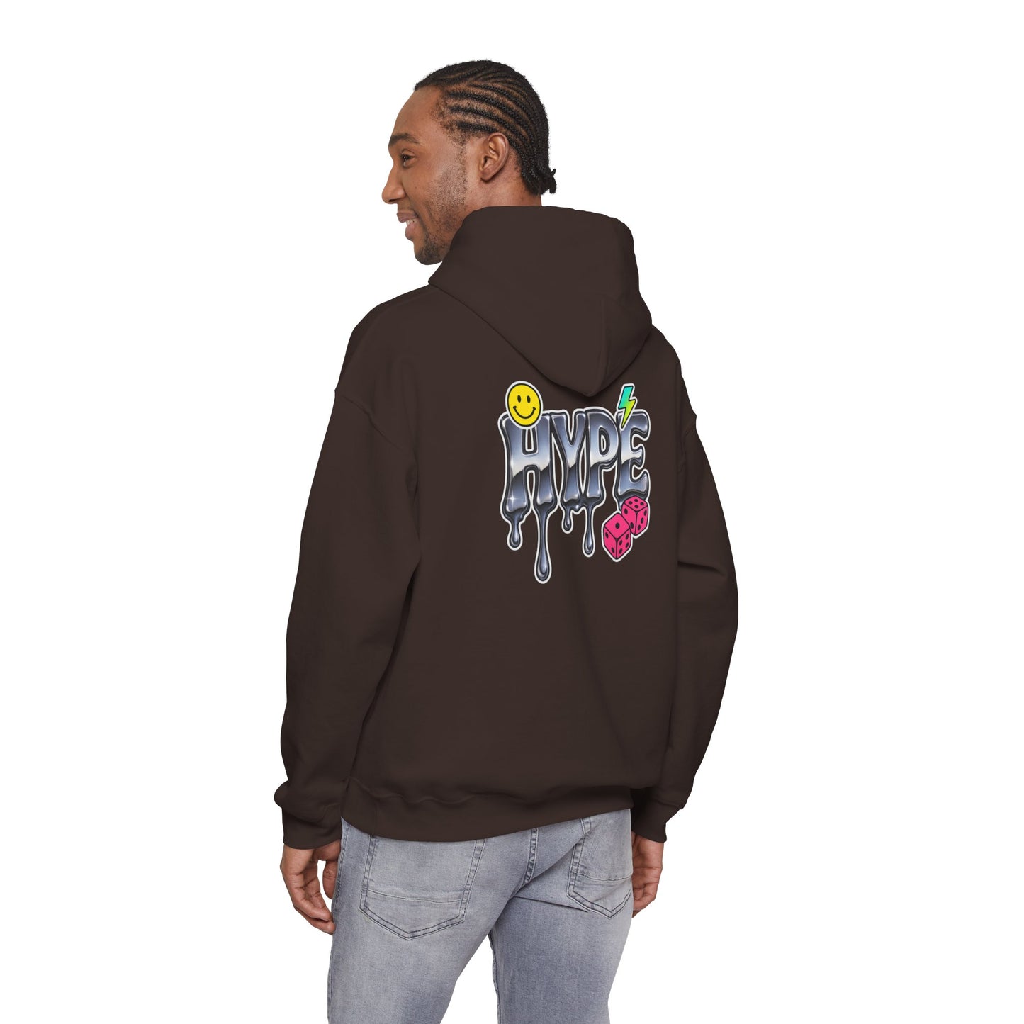 Hype Drip Hoodie — Graphic Streetwear Sweatshirt with Smiley & Dice