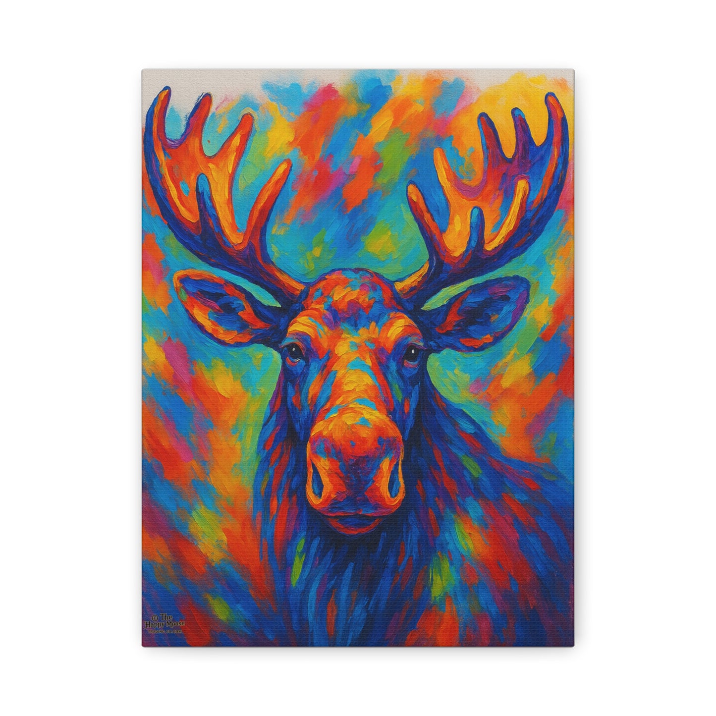 Colorful Moose Canvas Print — Vibrant Stretched Wall Art