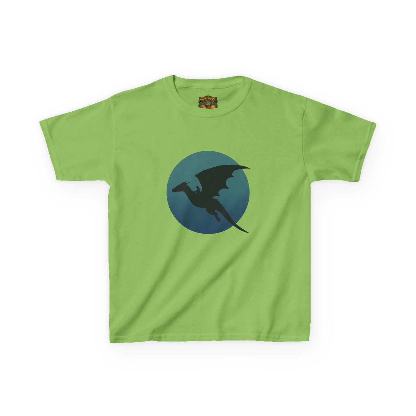 Kids Dragon Silhouette Tee — Fantasy Dragon Circle Graphic Shirt