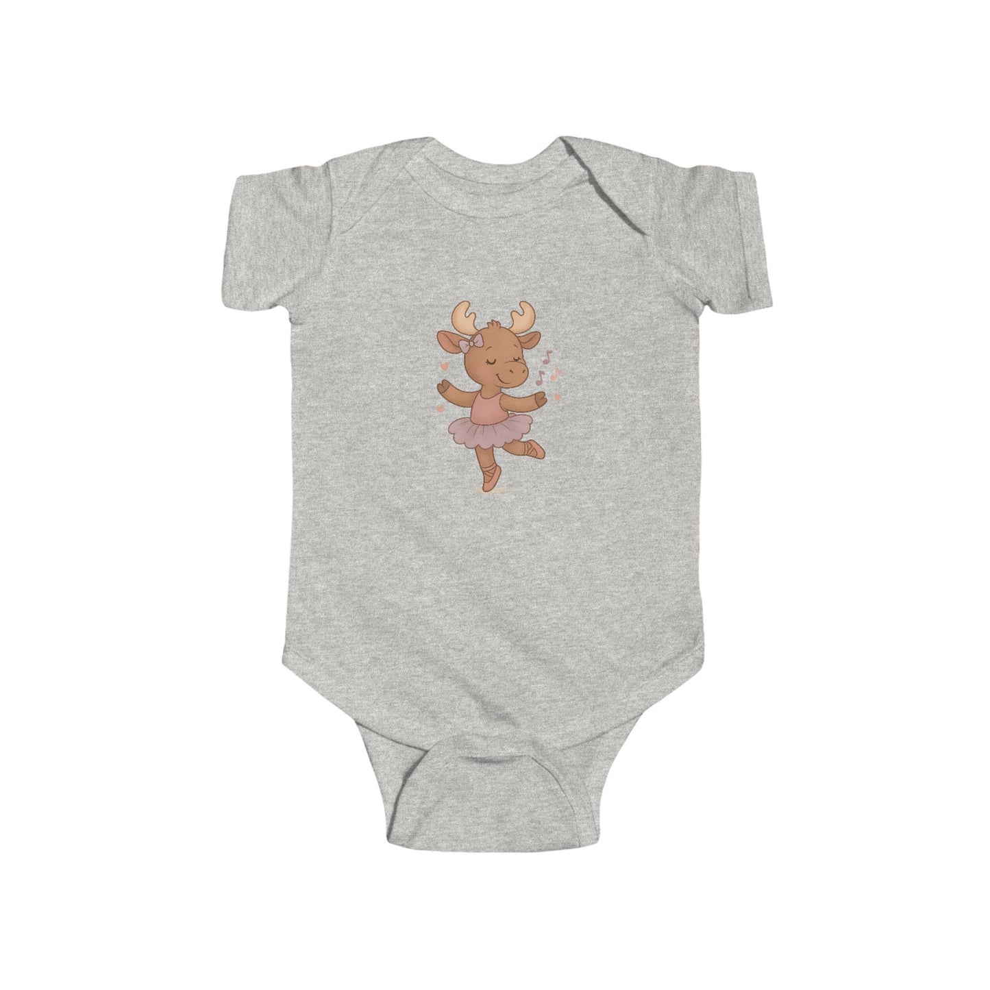 Cute Ballerina Moose Baby Bodysuit – Infant Dance Onesie, Woodland Nursery Gift