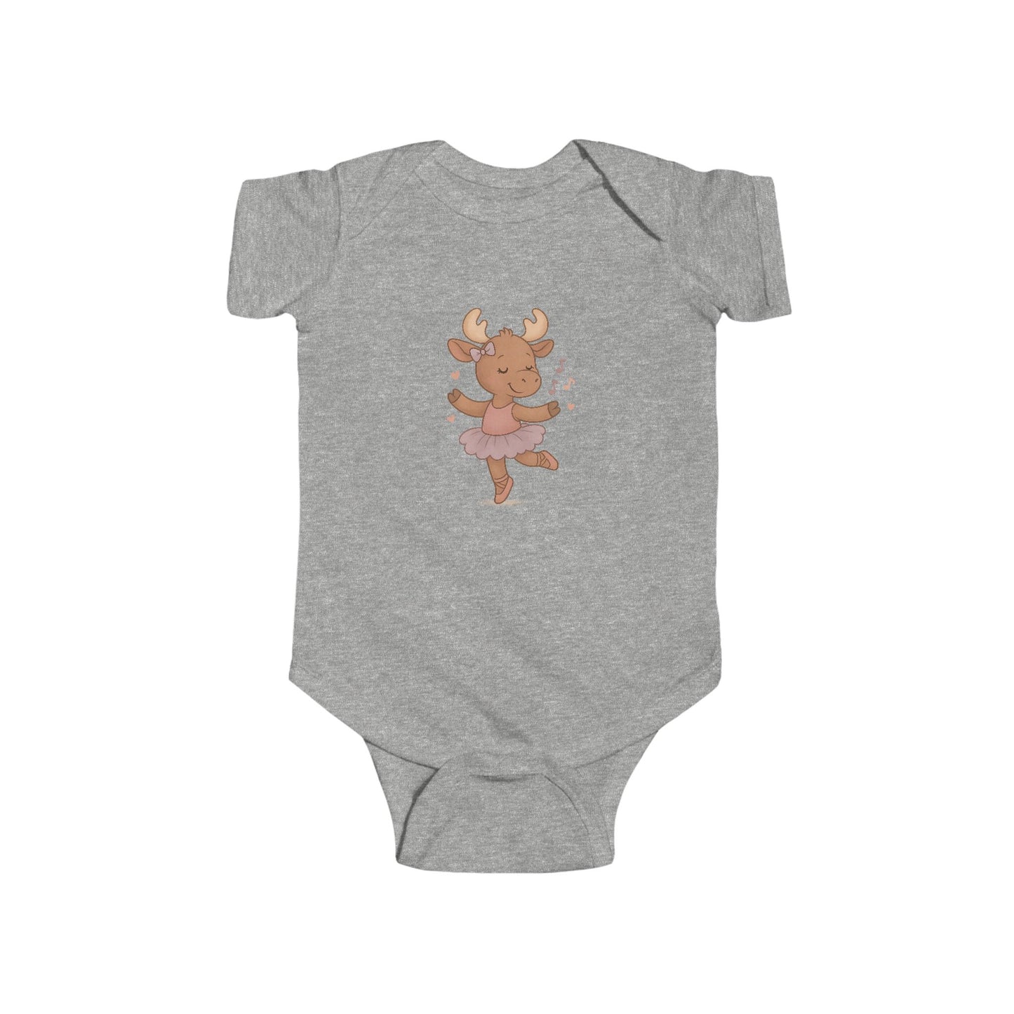 Cute Ballerina Moose Baby Bodysuit – Infant Dance Onesie, Woodland Nursery Gift