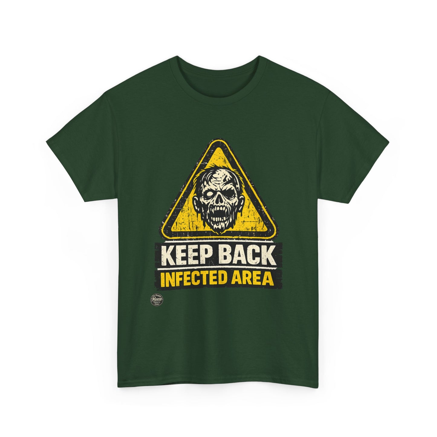 Zombie Warning Tee — "Keep Back Infected Area" Graphic T-Shirt