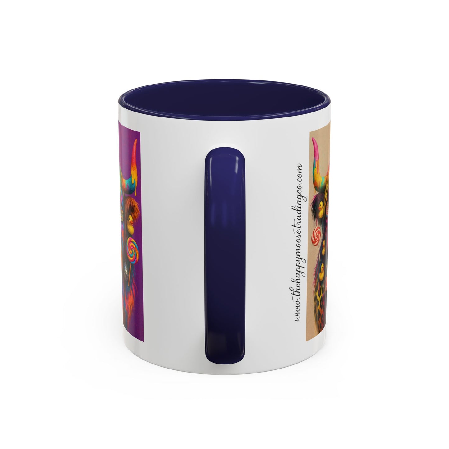 Psychedelic Highland Cow Accent Coffee Mug — Colorful Neon Farm Animal Art (11/15 oz)