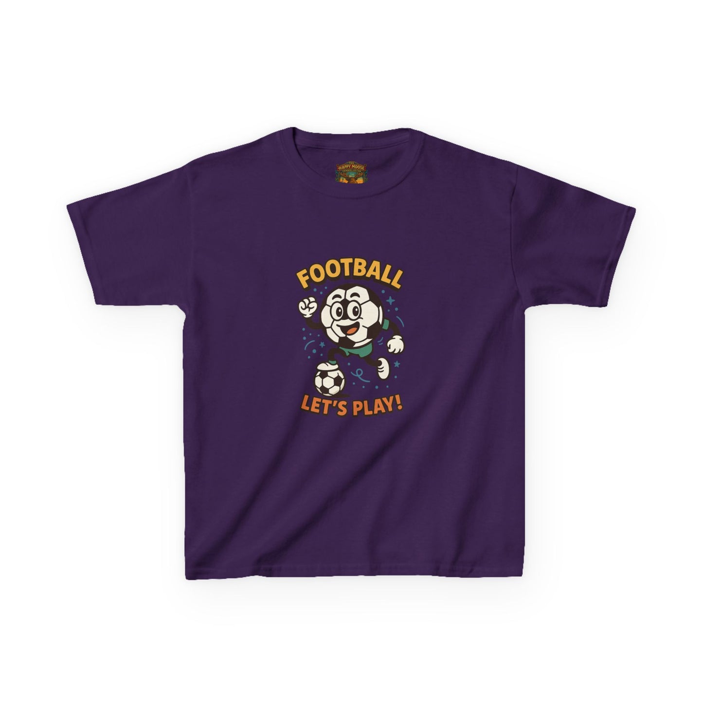 Kids Football Tee — "Football Let's Play" Retro Cartoon Soccer Shirt