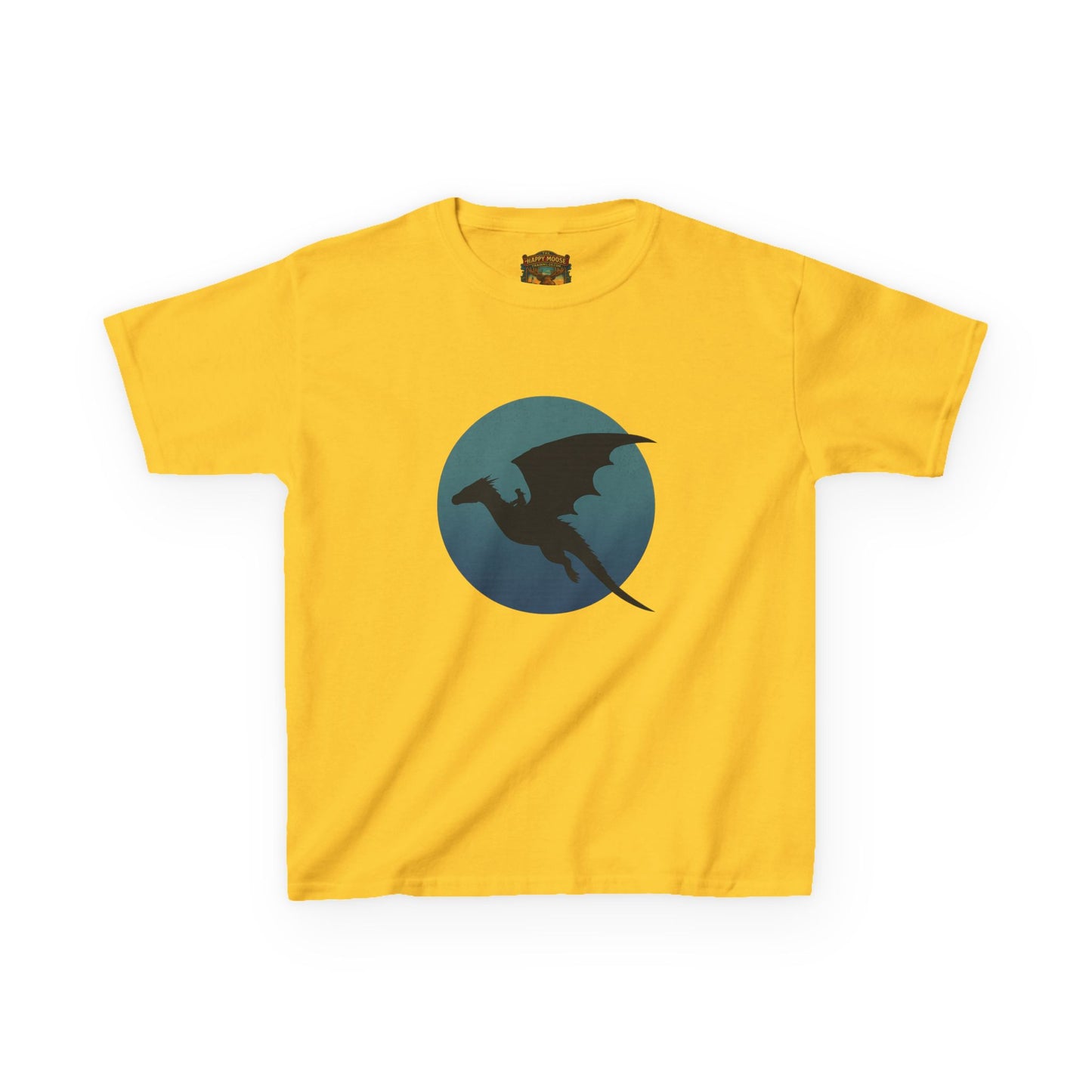 Kids Dragon Silhouette Tee — Fantasy Dragon Circle Graphic Shirt