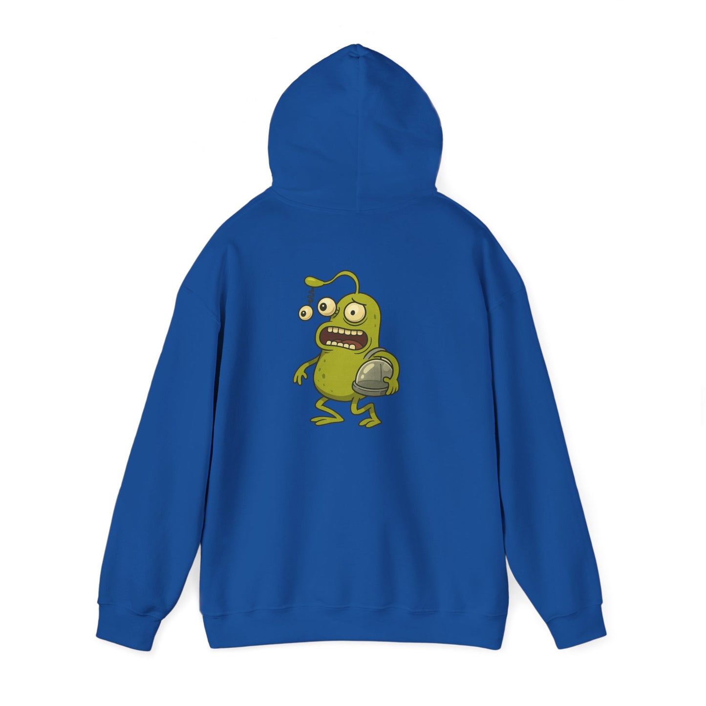 Alien Monster Hoodie — Cute Green Space Creature Graphic Hooded Sweatshirt