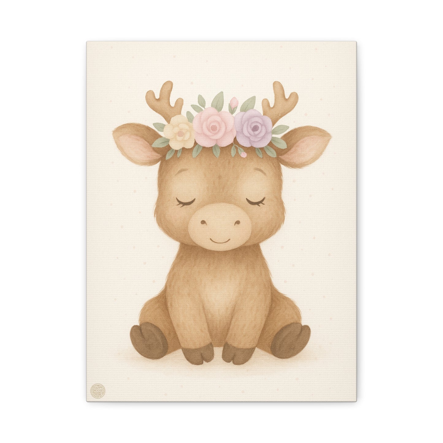 Woodland Baby Deer Canvas — Floral Antler Nursery Wall Art