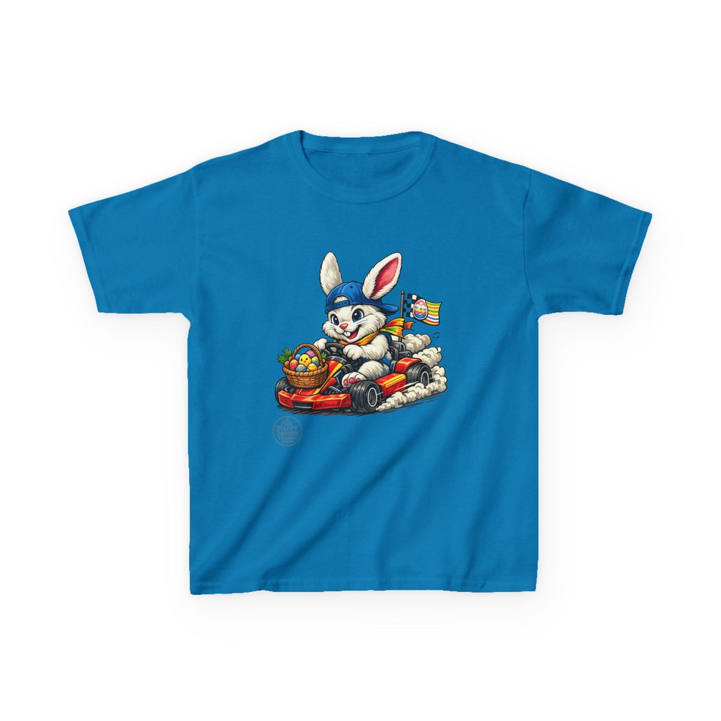 Kids Bunny Go-Kart Tee – Easter Bunny Racing with Candy Basket