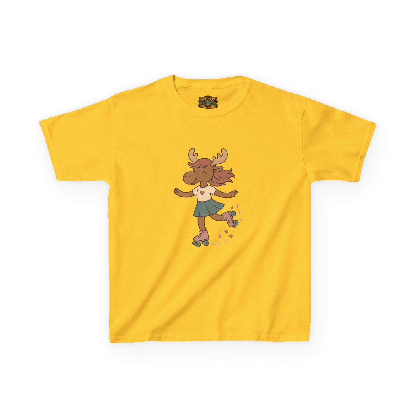 Kids Tee — Cute Roller-Skating Moose Girl Graphic