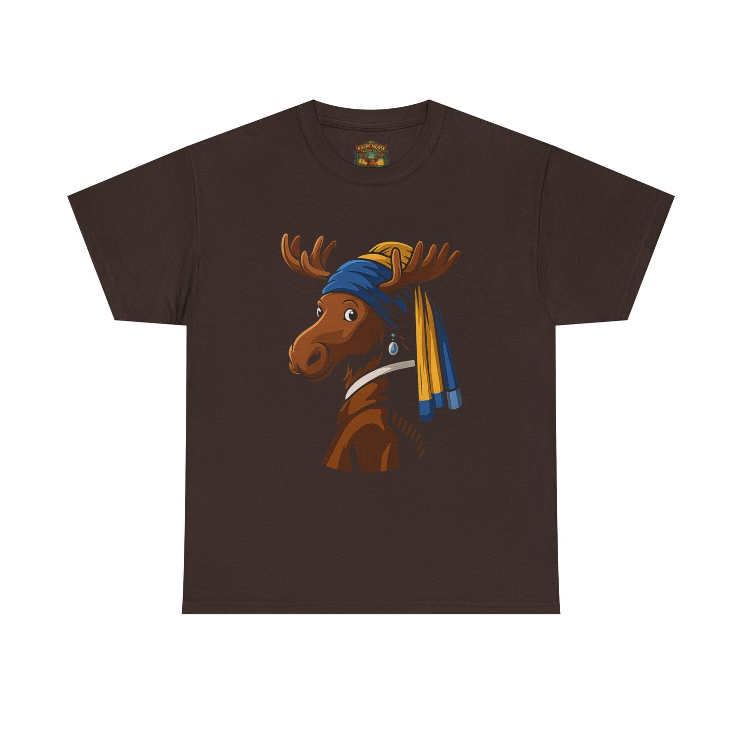 The Moose With The Pearl Earring Graphic Tee — Playful Moose with Headwrap T-Shirt