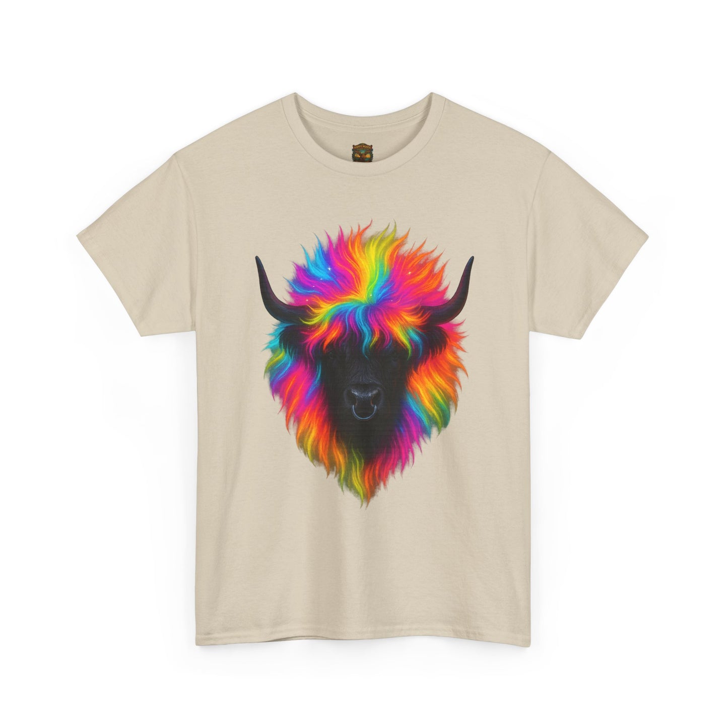 Rainbow Highland Cow T-Shirt — Colourful Neon Graphic Tee