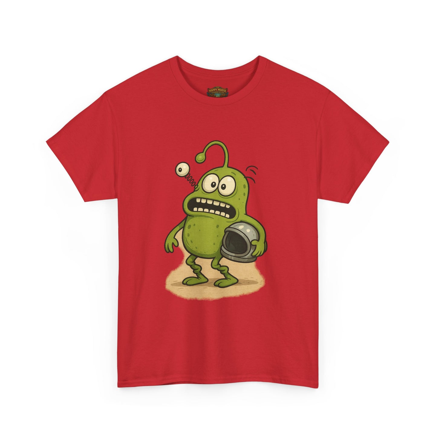 Green Alien Cartoon Tee | Funny Space Monster Illustration