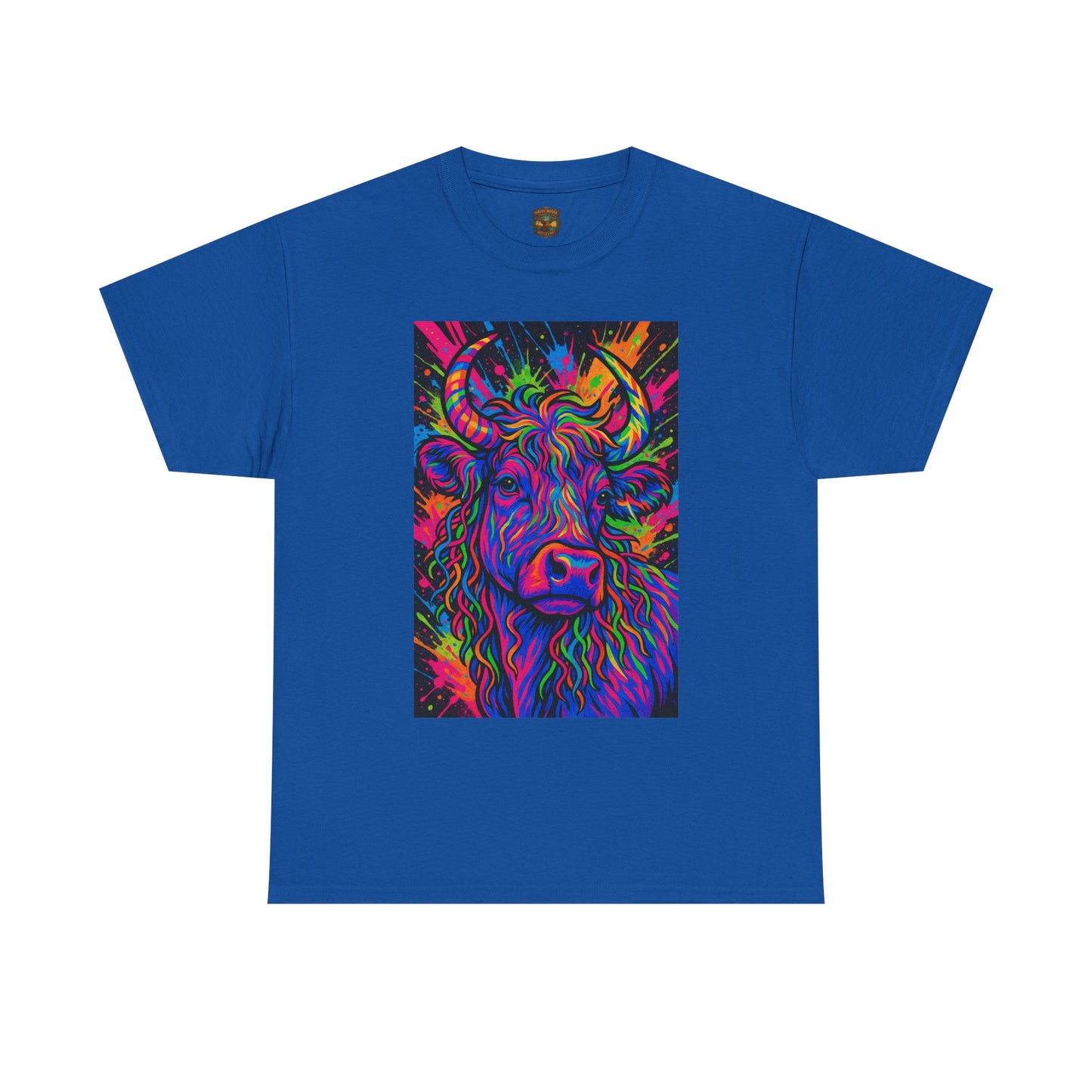 Psycadelic Highland Cow T-Shirt | Retro Rainbow Cow Art 1