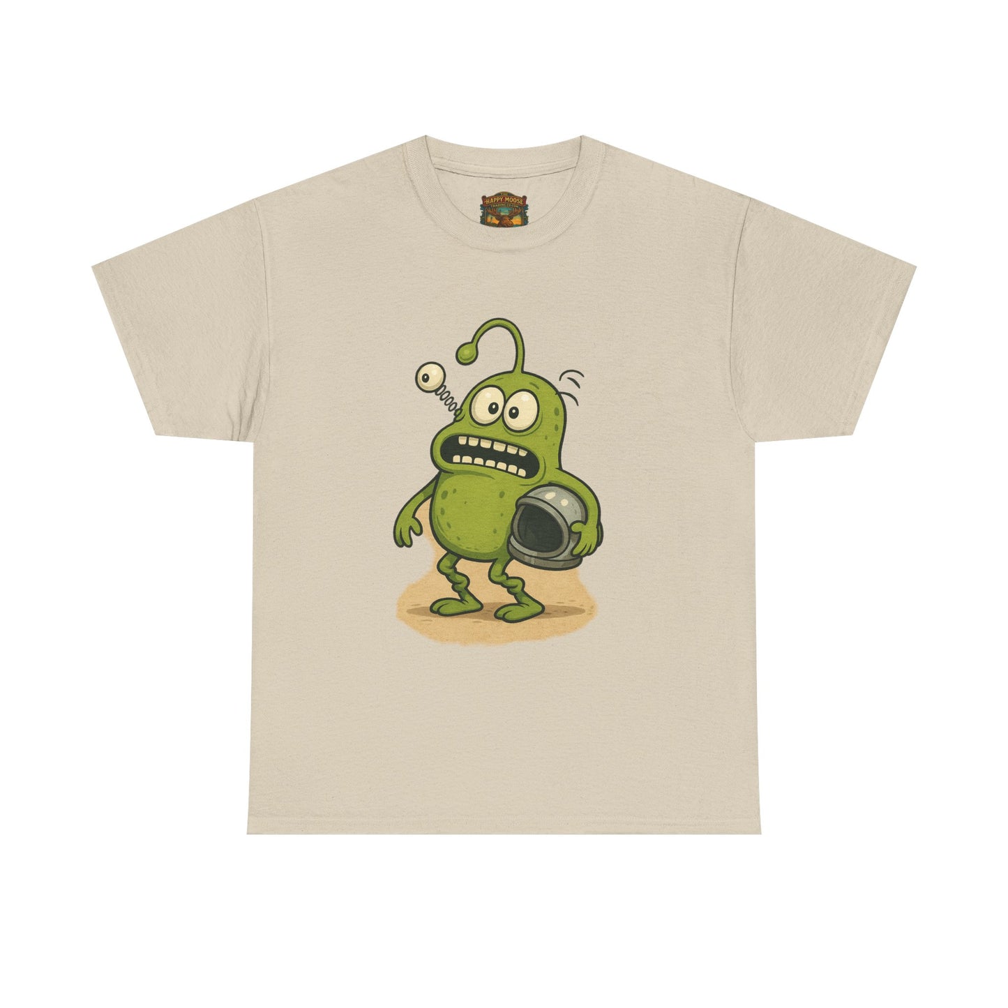 Green Alien Cartoon Tee | Funny Space Monster Illustration