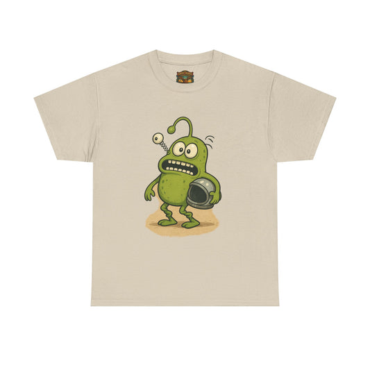 Green Alien Cartoon Tee | Funny Space Monster Illustration