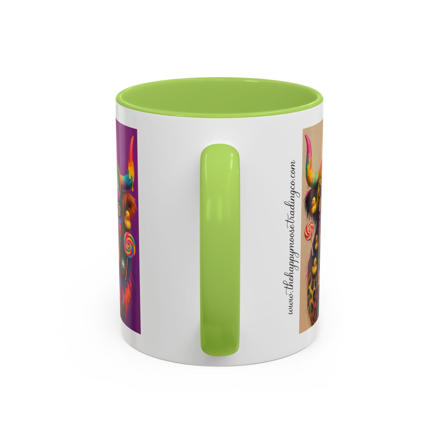 Psychedelic Highland Cow Accent Coffee Mug — Colorful Neon Farm Animal Art (11/15 oz)
