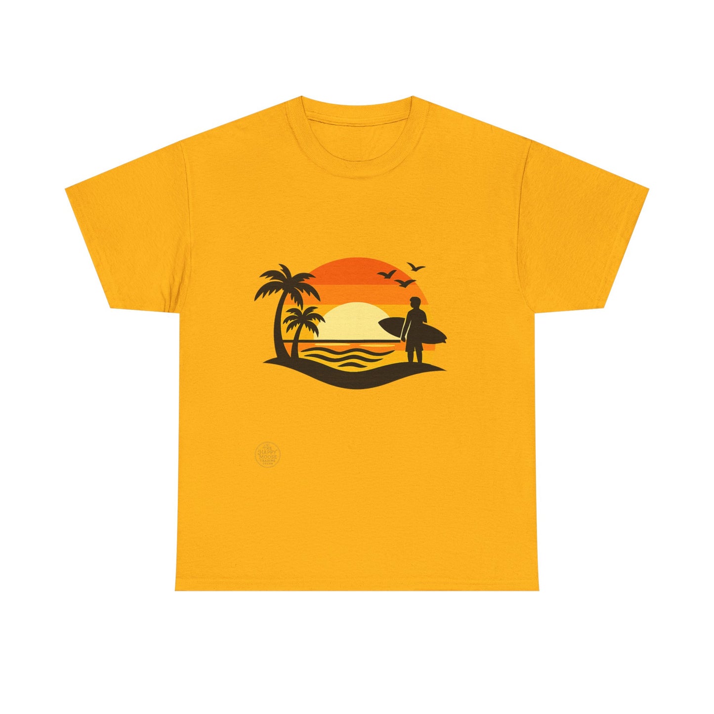 Surf Sunset T-Shirt — Retro Palm Tree Beach Tee