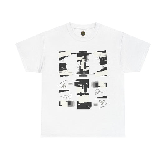 Abstract Monochrome Graphic Tee — Minimal Glitch Art T-Shirt