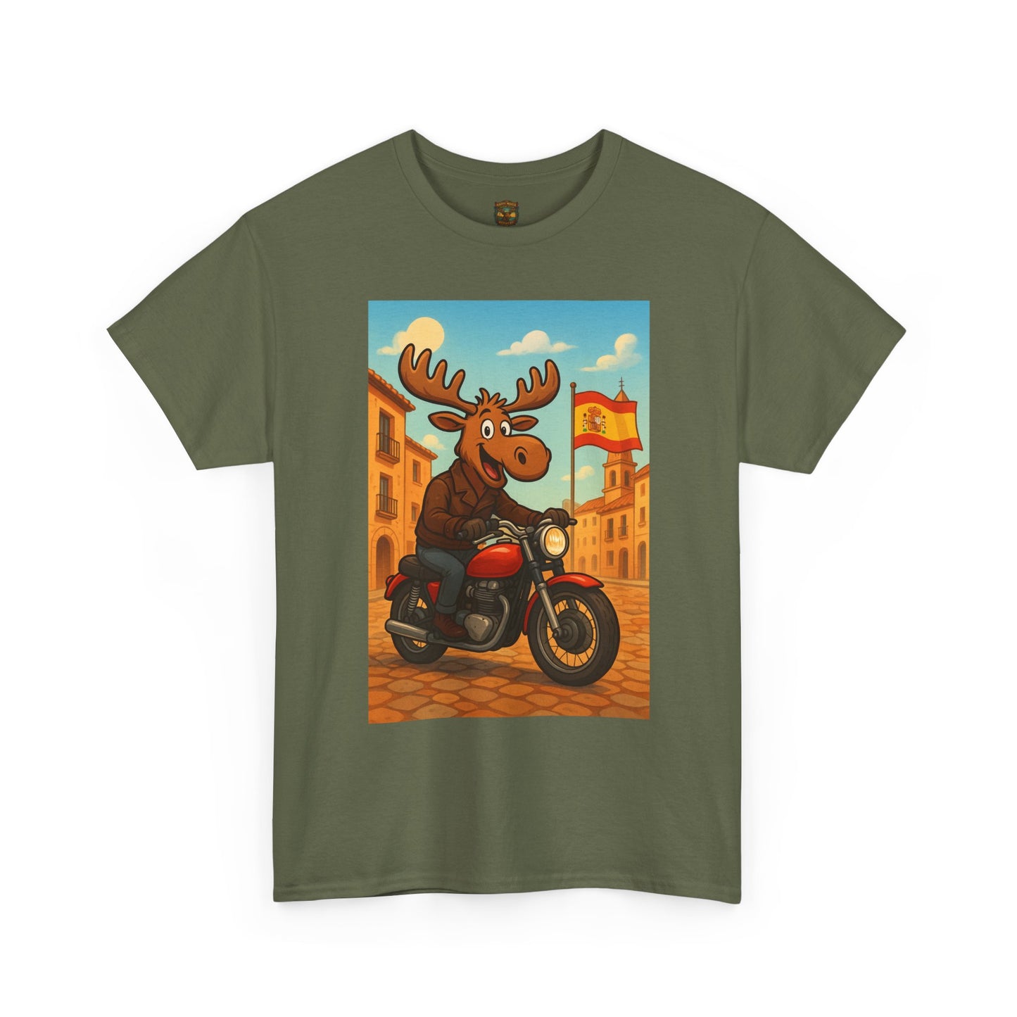 Happy Moose on a Motorcycle T-Shirt | Vintage Biker Animal Tee
