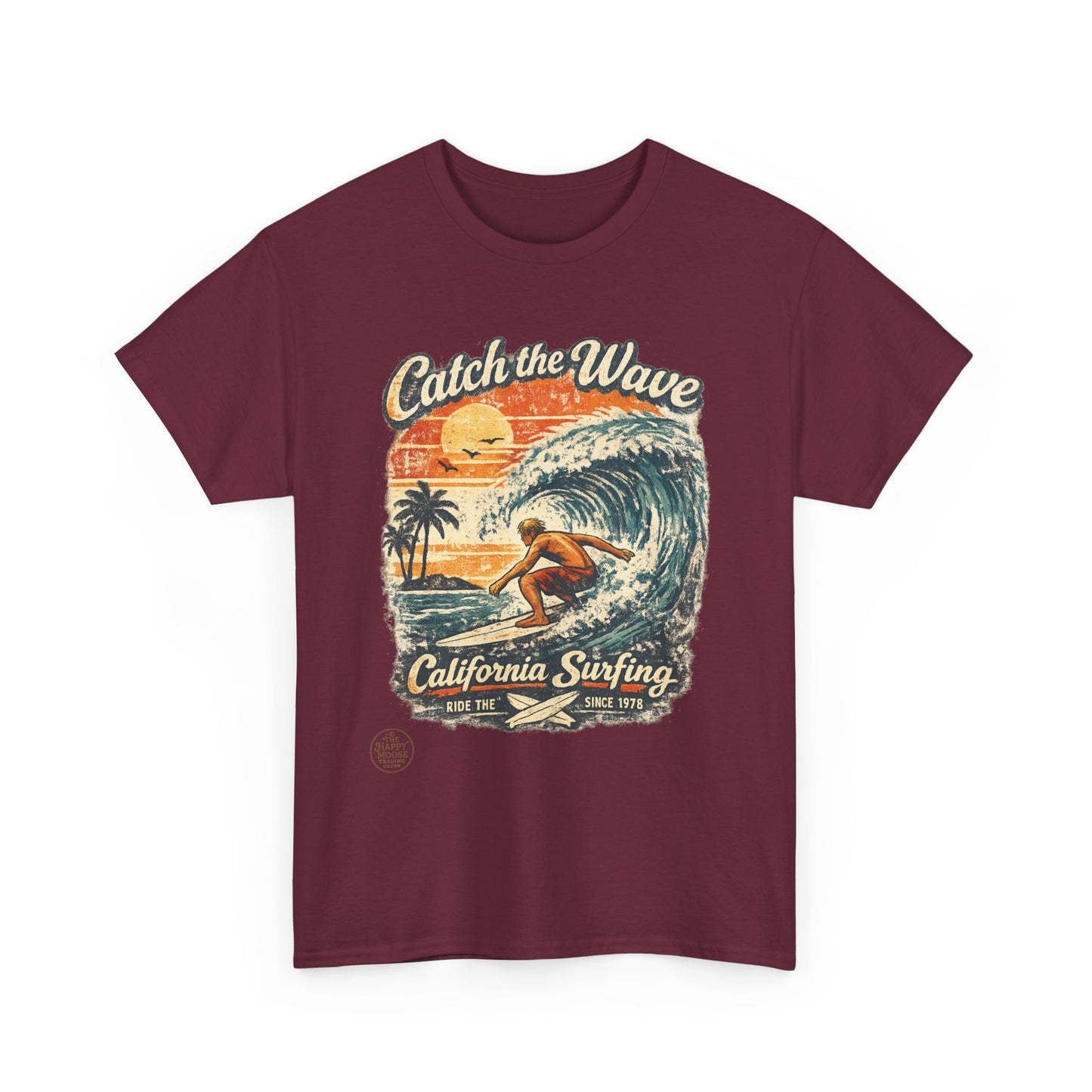 Catch the Wave California Surfing T-Shirt — Retro Beach Surf Tee