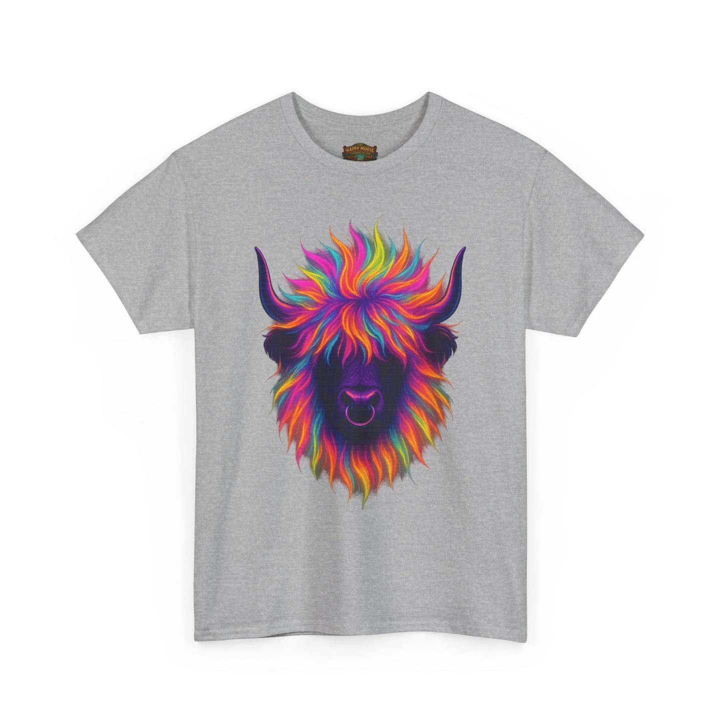 Colorful Highland Cow T-Shirt — Vibrant Rainbow Yak Graphic Tee