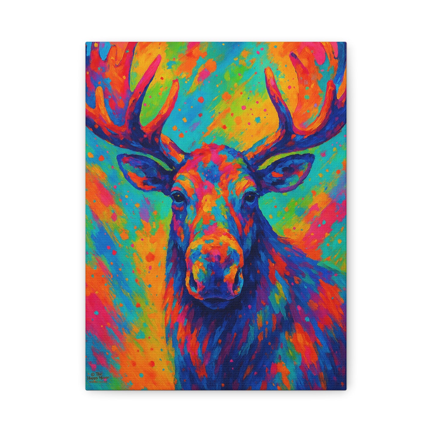Colorful Moose Wall Art Canvas — Vibrant Wildlife Stretched Matte Canvas