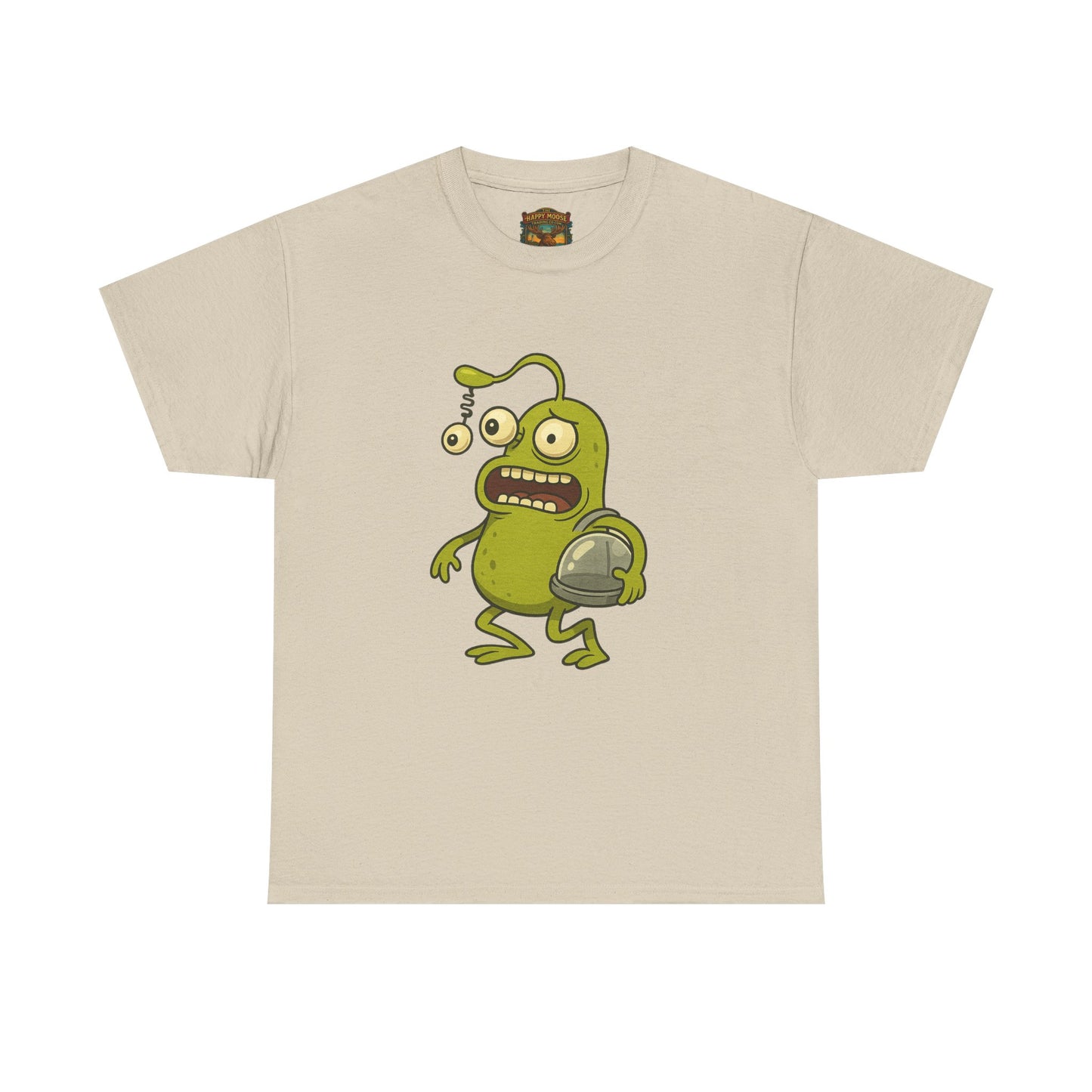 Green Alien Cartoon Tee | Funny Space Monster Illustration B