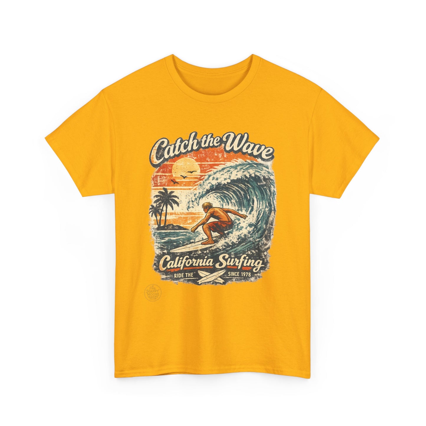 Catch the Wave California Surfing T-Shirt — Retro Beach Surf Tee