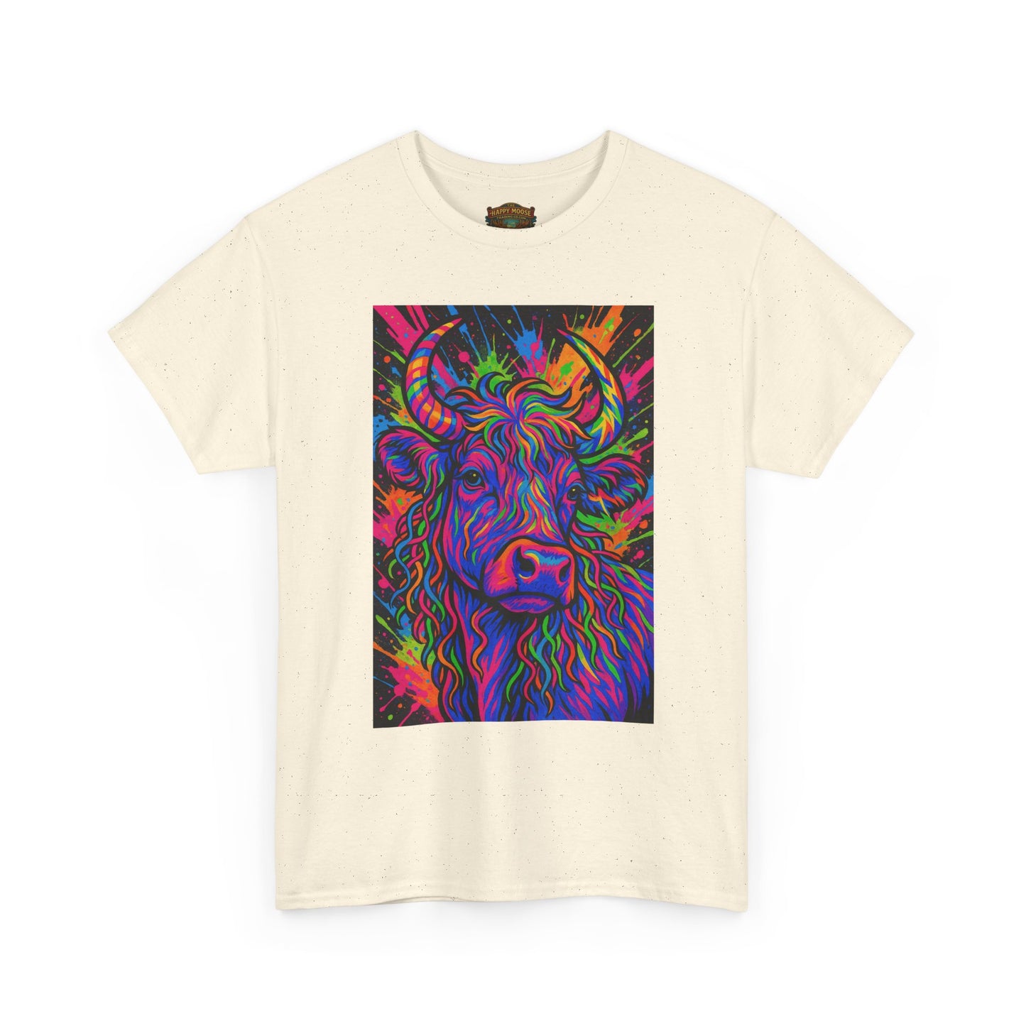 Psycadelic Highland Cow T-Shirt | Retro Rainbow Cow Art 1