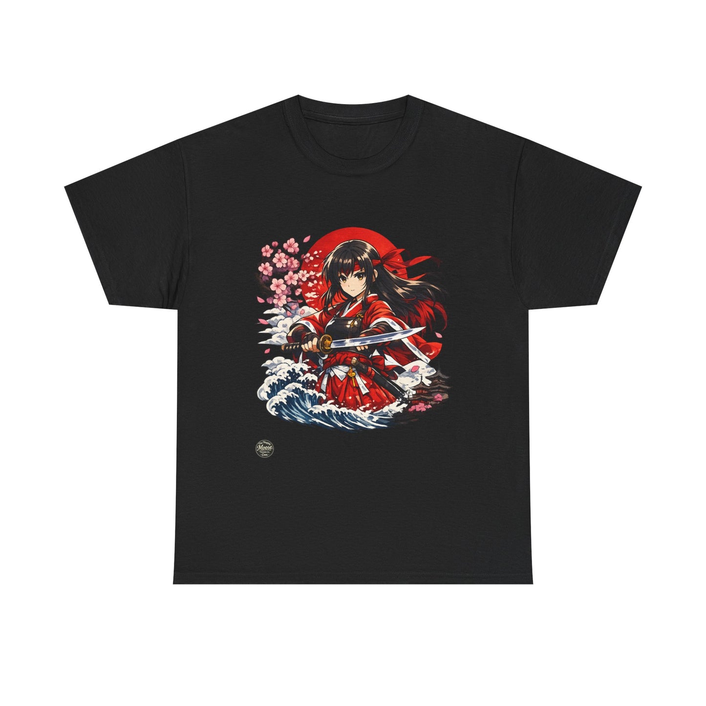 Anime Samurai Tee — Red Kimono Warrior Graphic T-Shirt #E006
