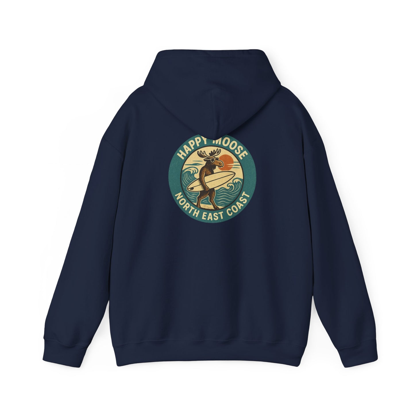 Moose Surf Hoodie – "Happy Moose North East Coast" Retro Surf Graphic