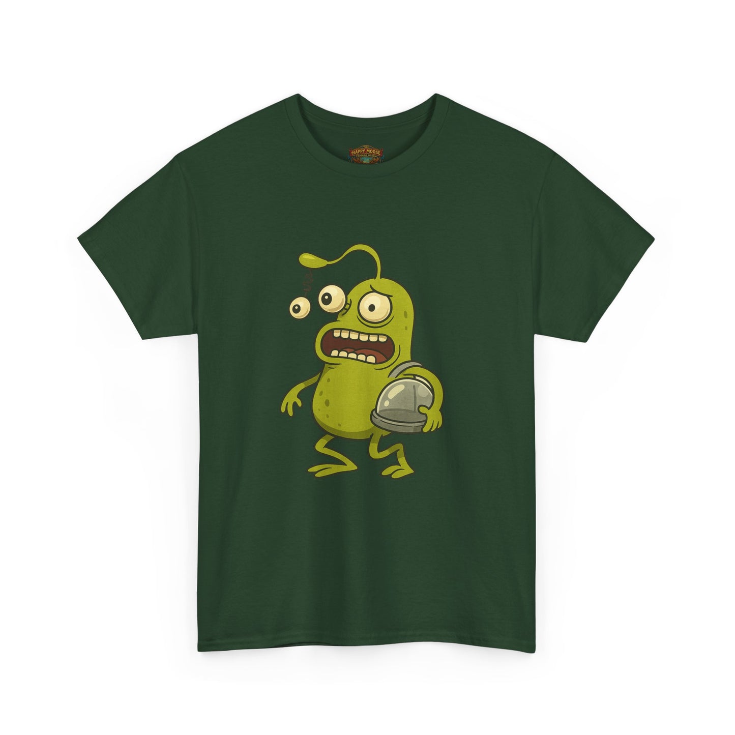 Green Alien Cartoon Tee | Funny Space Monster Illustration B